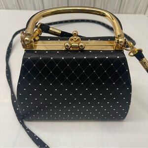 Womens Handbag Evening Party Wedding  Shoulder Crossbody Purse Black Gold Small